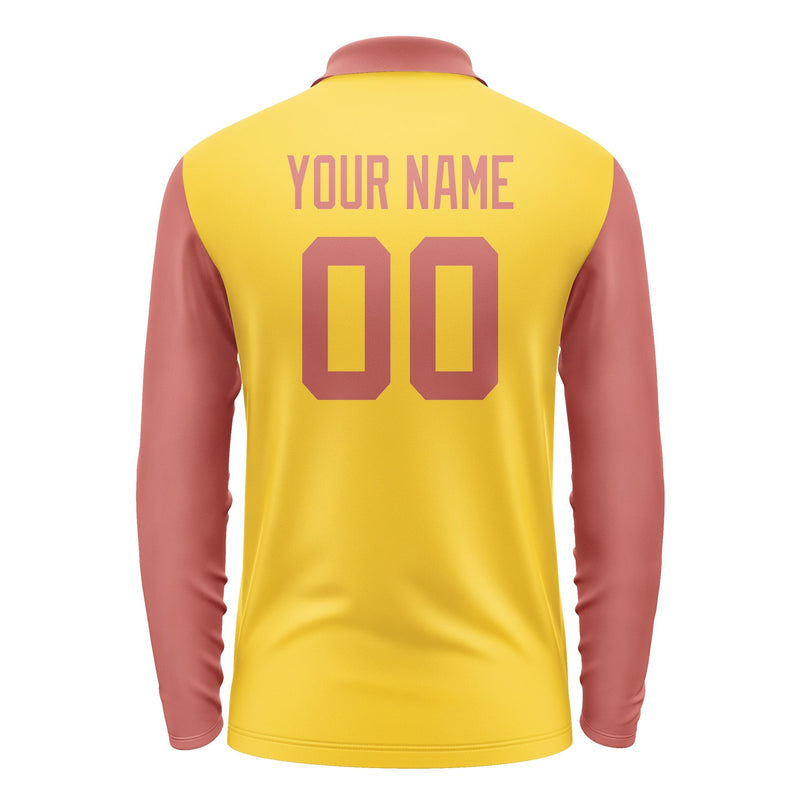 Custom Gold Copper Rose Long Sleeve Polo Shirt Pl302929B129