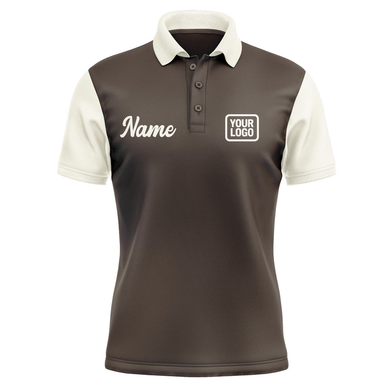 Custom Brown Cream Short-Sleeve Polo Shirt PO010303B103