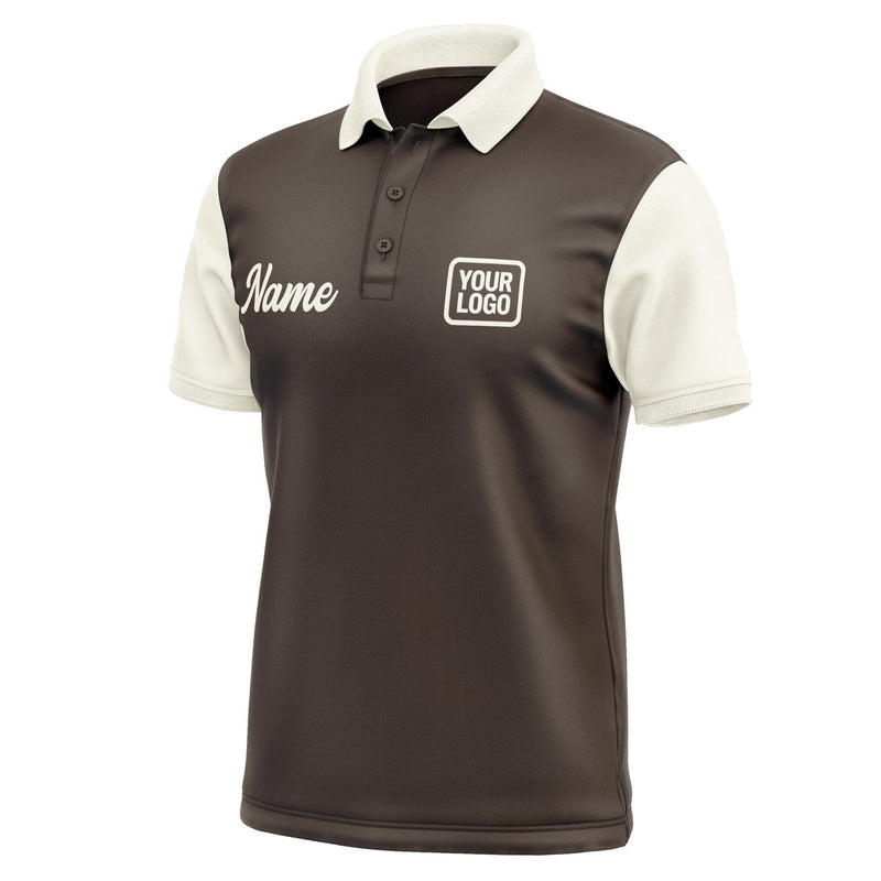Custom Brown Cream Short-Sleeve Polo Shirt PO010303B103