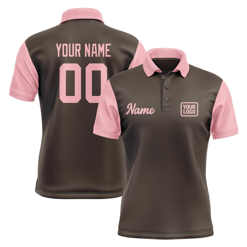 Custom Brown Light Pink Short-Sleeve Polo Shirt PO012121B121
