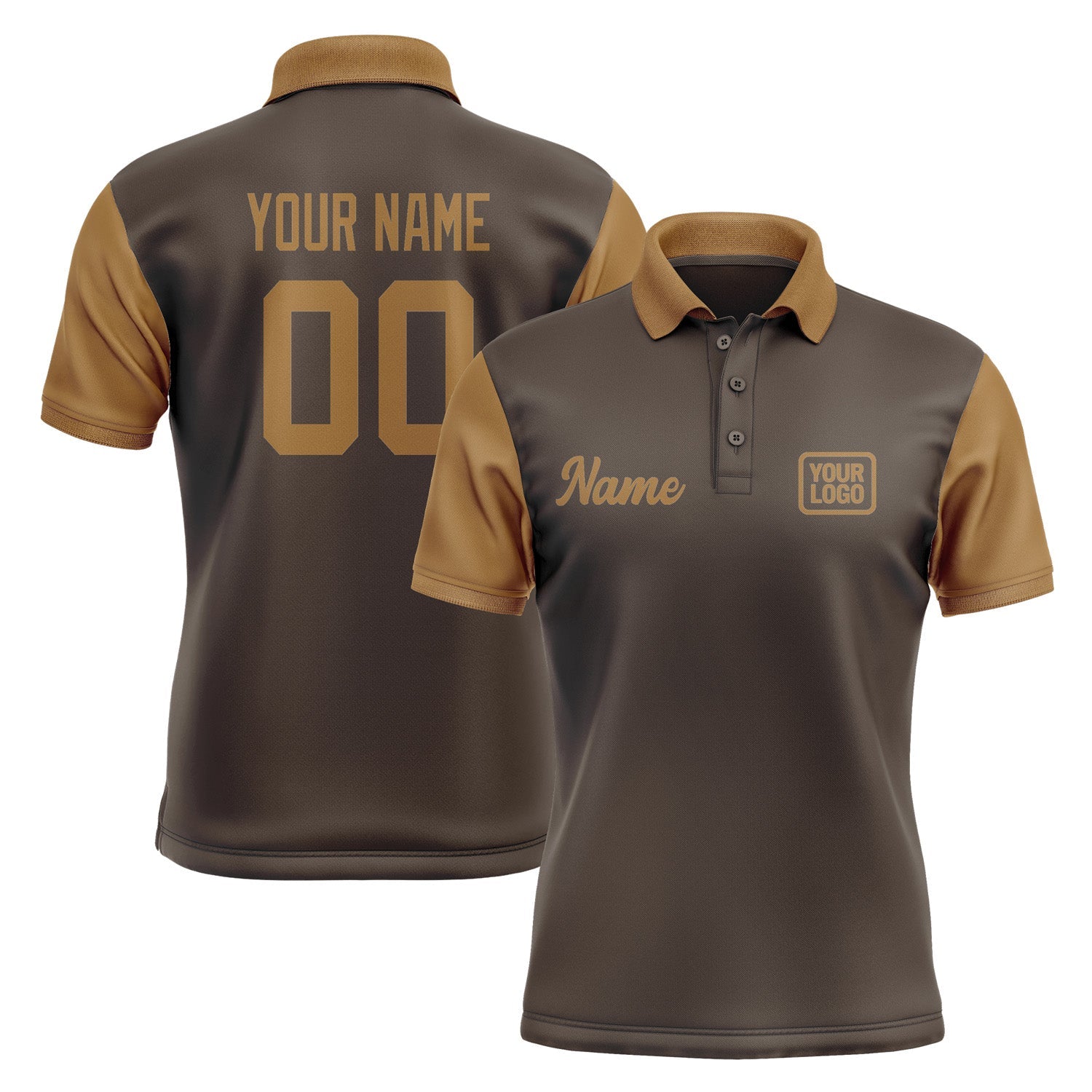 Custom Brown Khaki Short-Sleeve Polo Shirt PO012222B122