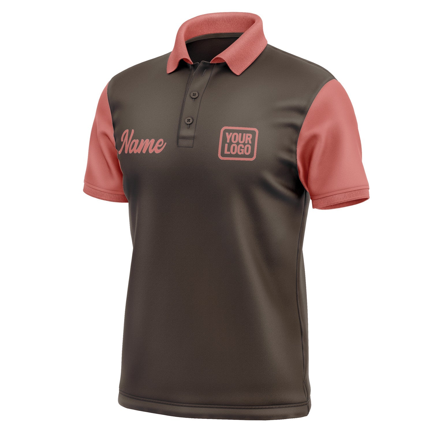 Custom Brown Copper Rose Short-Sleeve Polo Shirt PO012929B129