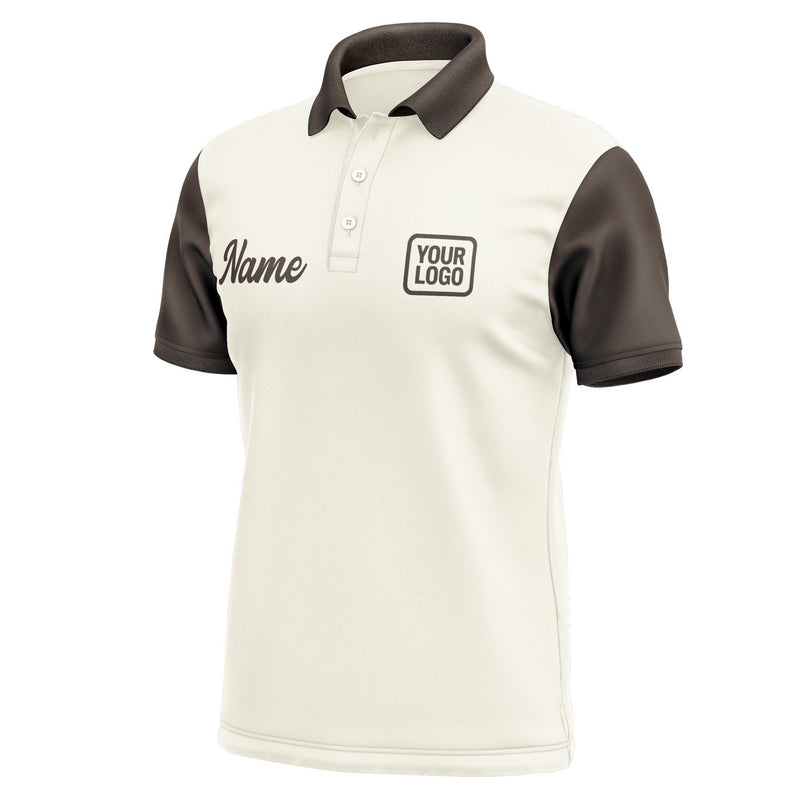 Custom Cream Brown Short-Sleeve Polo Shirt PO030101B101