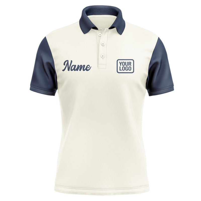 Custom Cream Blue Short-Sleeve Polo Shirt PO031010B110