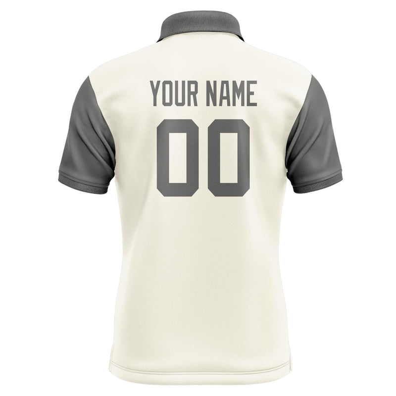 Custom Cream Dark Grey Short-Sleeve Polo Shirt PO032020B120