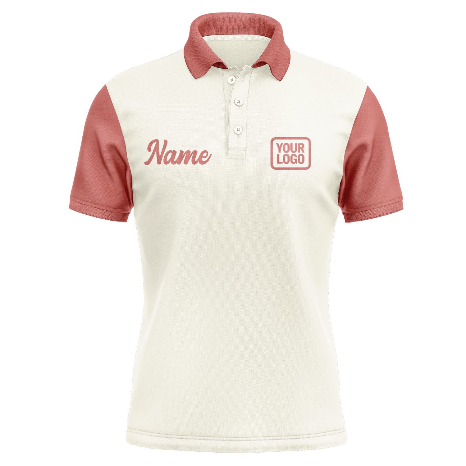 Custom Cream Copper Rose Short-Sleeve Polo Shirt PO032929B129