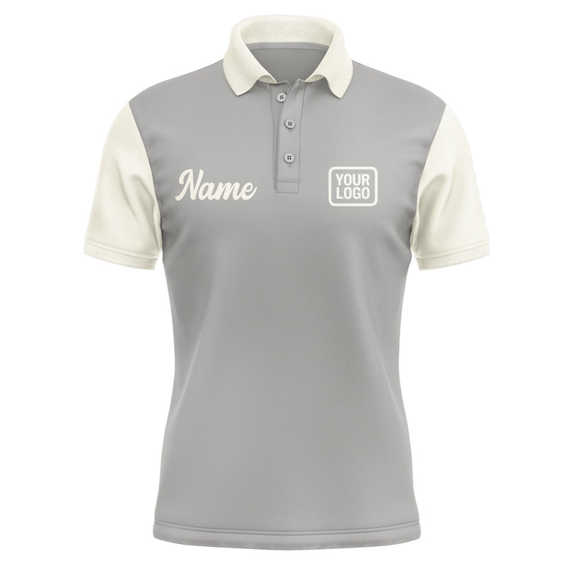 Custom Gray Cream Short-Sleeve Polo Shirt PO040303B103