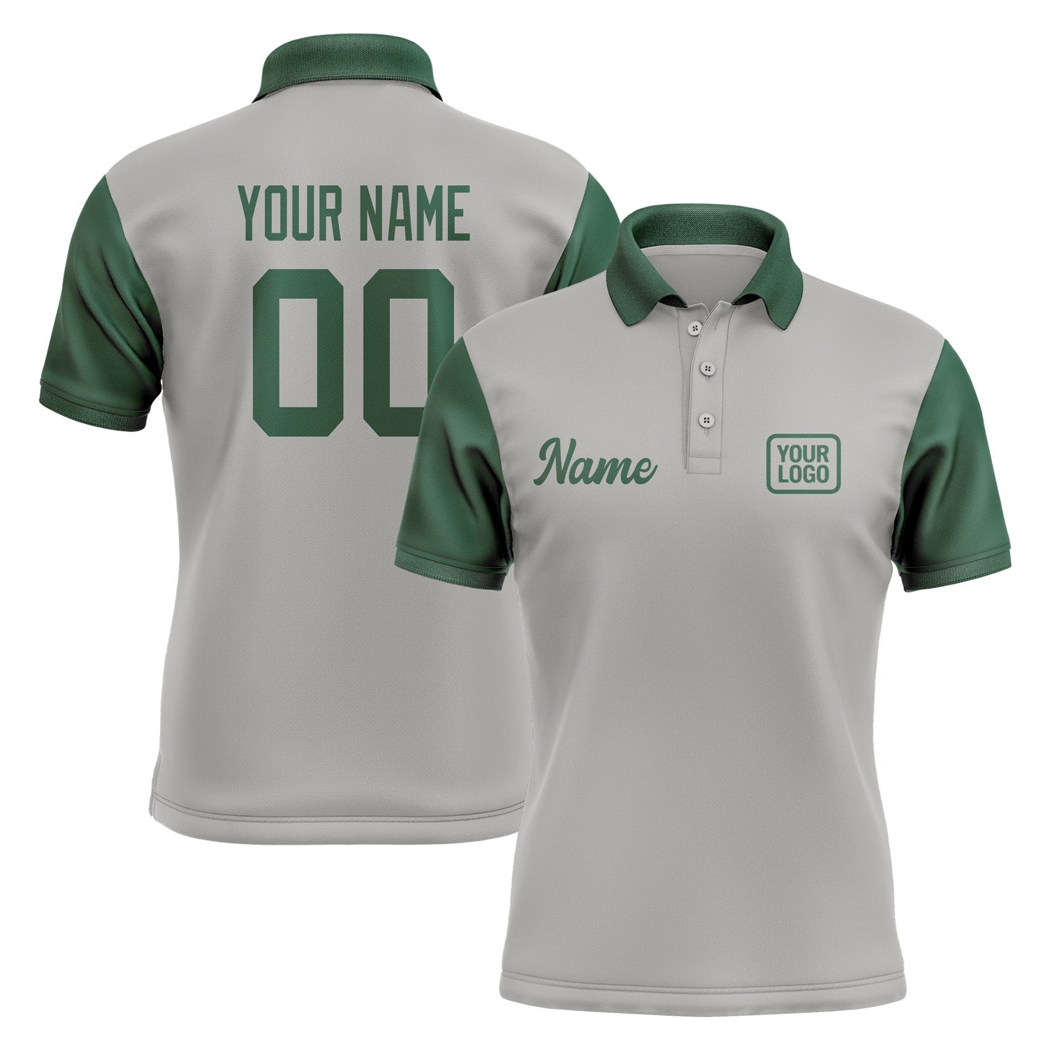 Custom Gray Green Short-Sleeve Polo Shirt PO040505B105