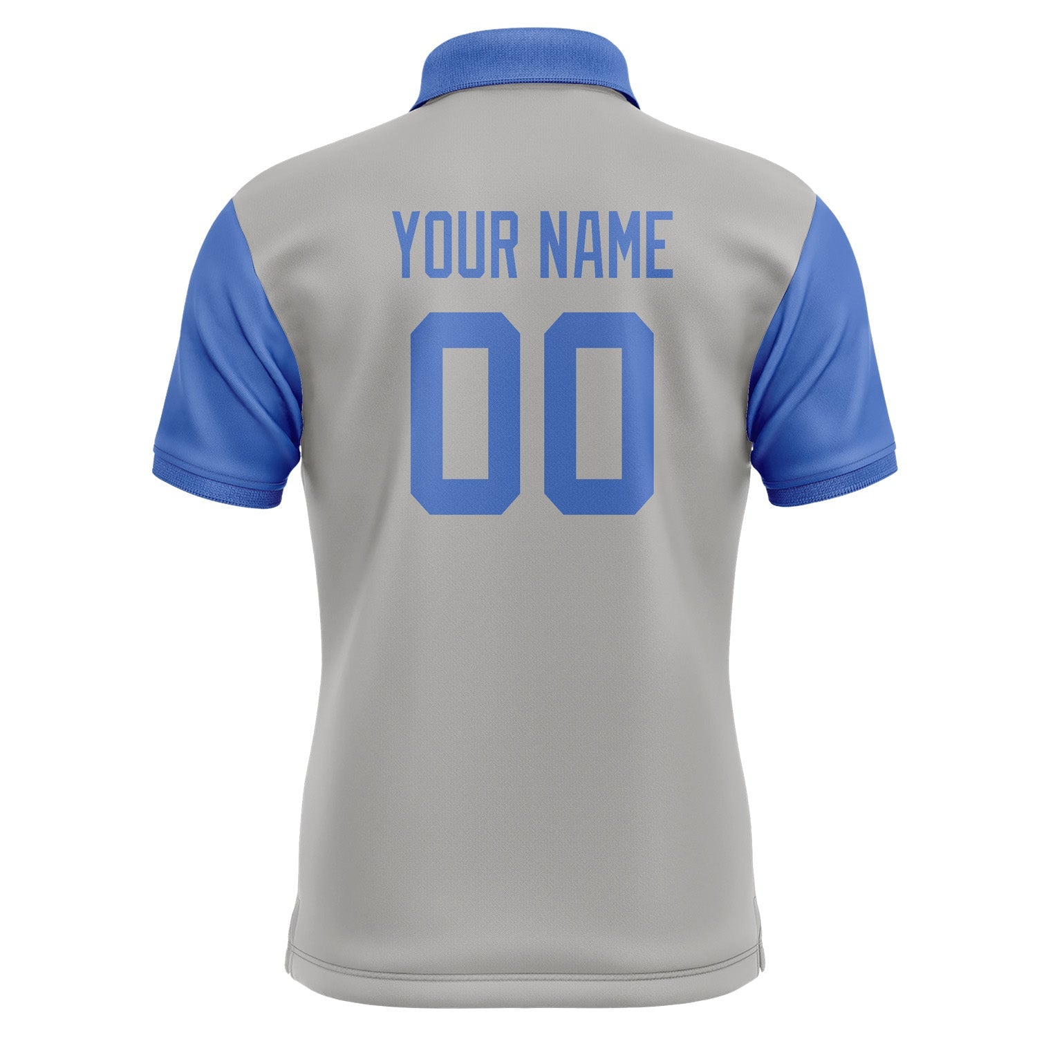 Custom Gray Sky Blue Short-Sleeve Polo Shirt PO040909B109