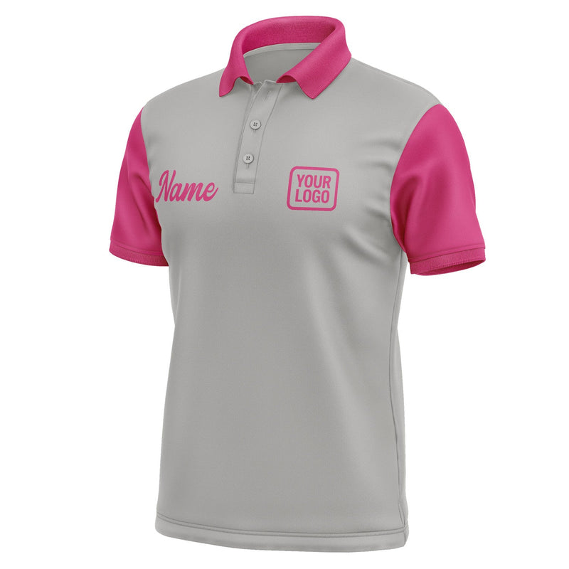 Custom Gray Pink Short-Sleeve Polo Shirt PO041313B113