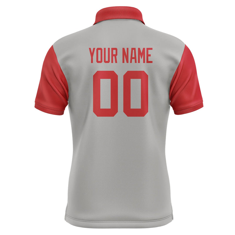 Custom Gray Red Short-Sleeve Polo Shirt PO041414B114