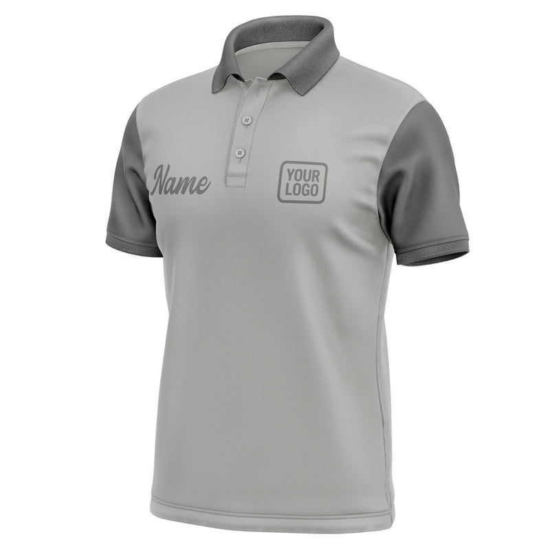 Custom Gray Dark Grey Short-Sleeve Polo Shirt PO042020B120