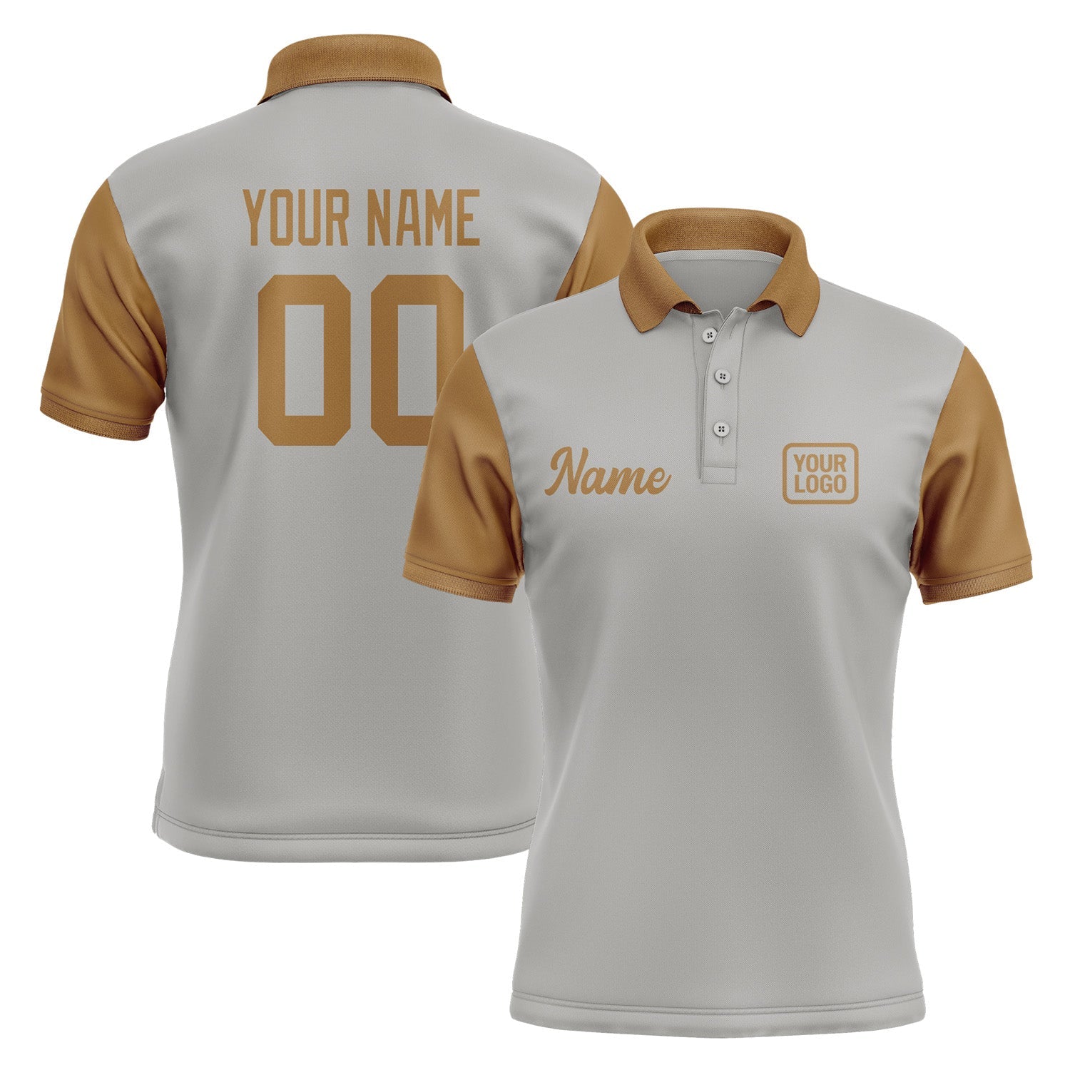 Custom Gray Khaki Short-Sleeve Polo Shirt PO042222B122