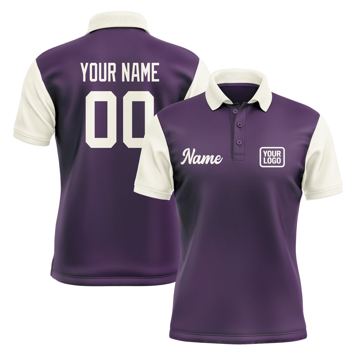 Custom Purple Cream Short-Sleeve Polo Shirt PO070303B103