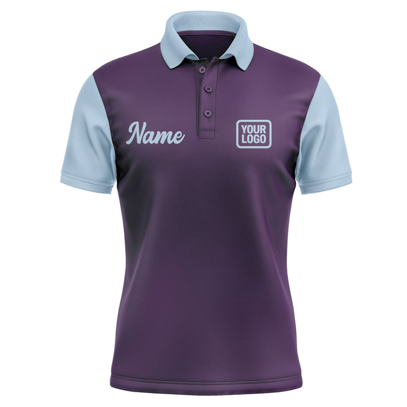 Custom Purple Light Blue Short-Sleeve Polo Shirt PO070808B108