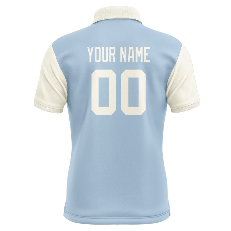 Custom Light Blue Cream Short-Sleeve Polo Shirt PO080303B103