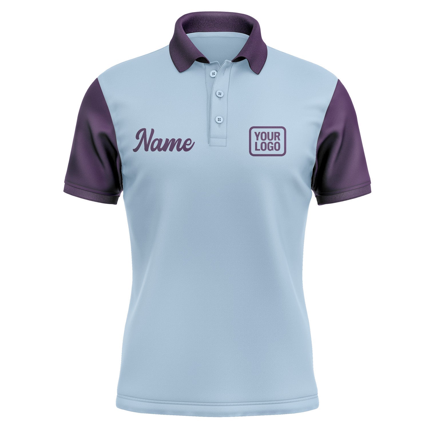 Custom Light Blue Purple Short-Sleeve Polo Shirt PO080707B107