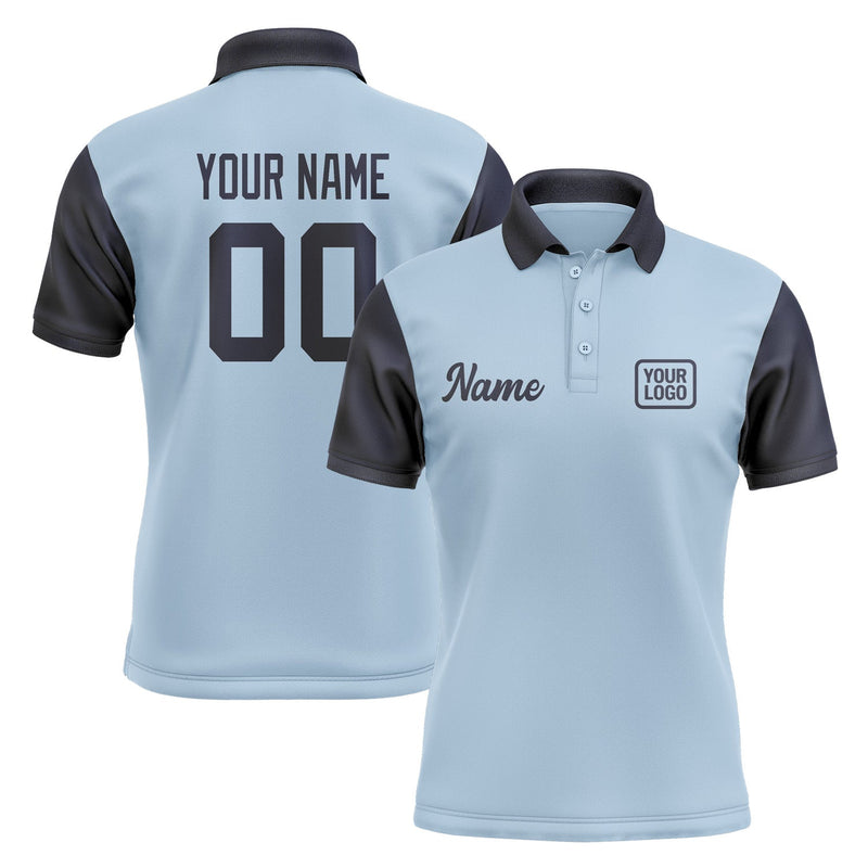 Custom Light Blue Navy Short-Sleeve Polo Shirt PO081111B111