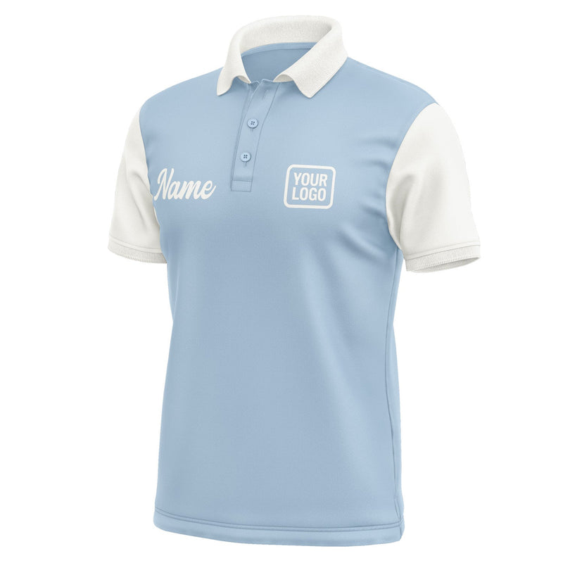 Custom Light Blue White Short-Sleeve Polo Shirt PO081818B118