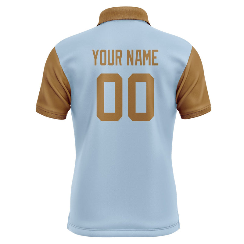 Custom Light Blue Khaki Short-Sleeve Polo Shirt PO082222B122
