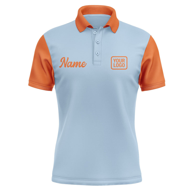 Custom Light Blue Orange Short-Sleeve Polo Shirt PO082828B128