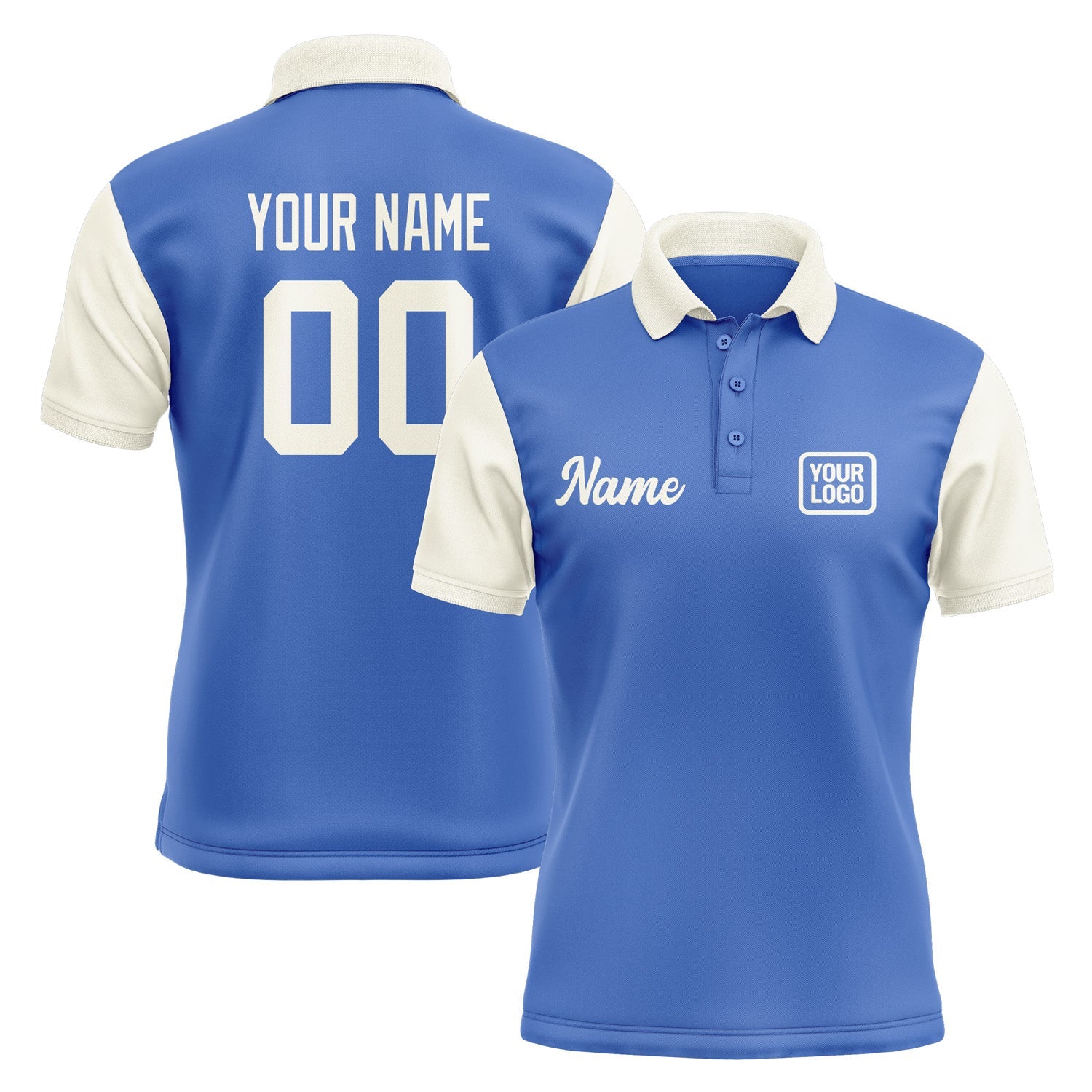 Custom Sky Blue Cream Short-Sleeve Polo Shirt PO090303B103