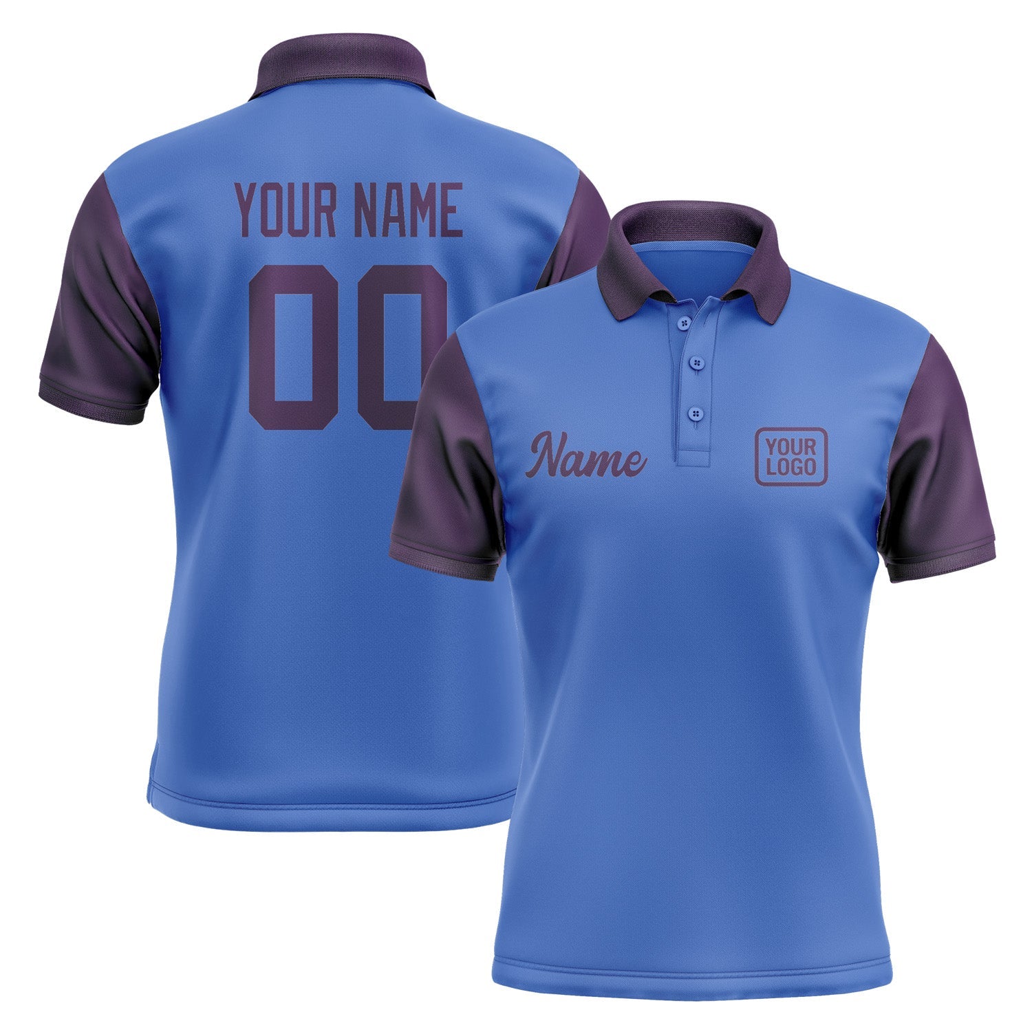 Custom Sky Blue Purple Short-Sleeve Polo Shirt PO090707B107