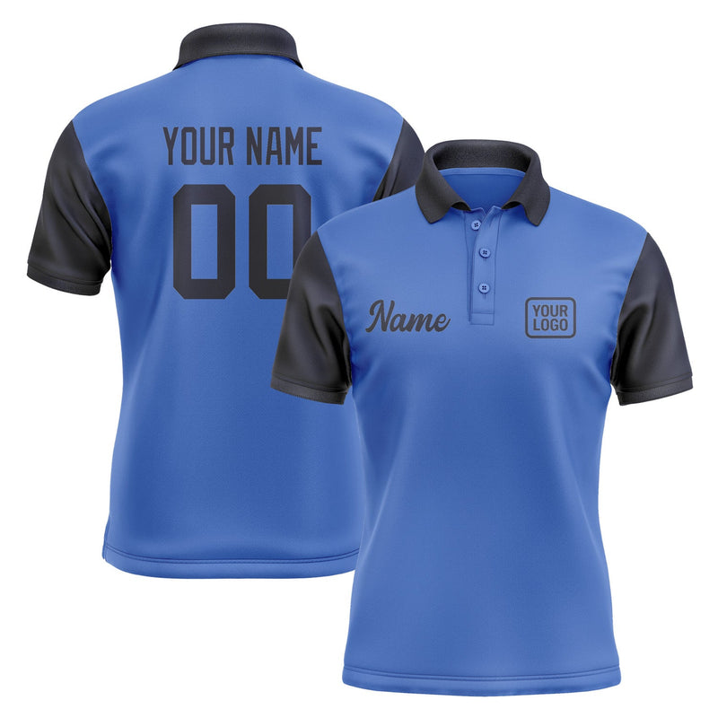 Custom Sky Blue Navy Short-Sleeve Polo Shirt PO091111B111