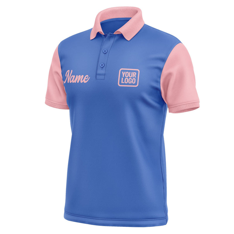 Custom Sky Blue Light Pink Short-Sleeve Polo Shirt PO092121B121