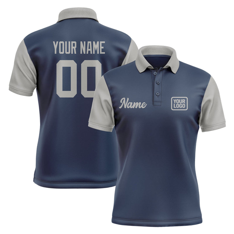 Custom Blue Gray Short-Sleeve Polo Shirt PO100404B104
