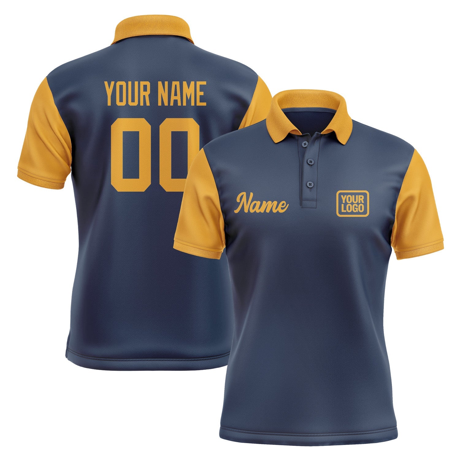 Custom Blue Yellow Short-Sleeve Polo Shirt PO101919B119