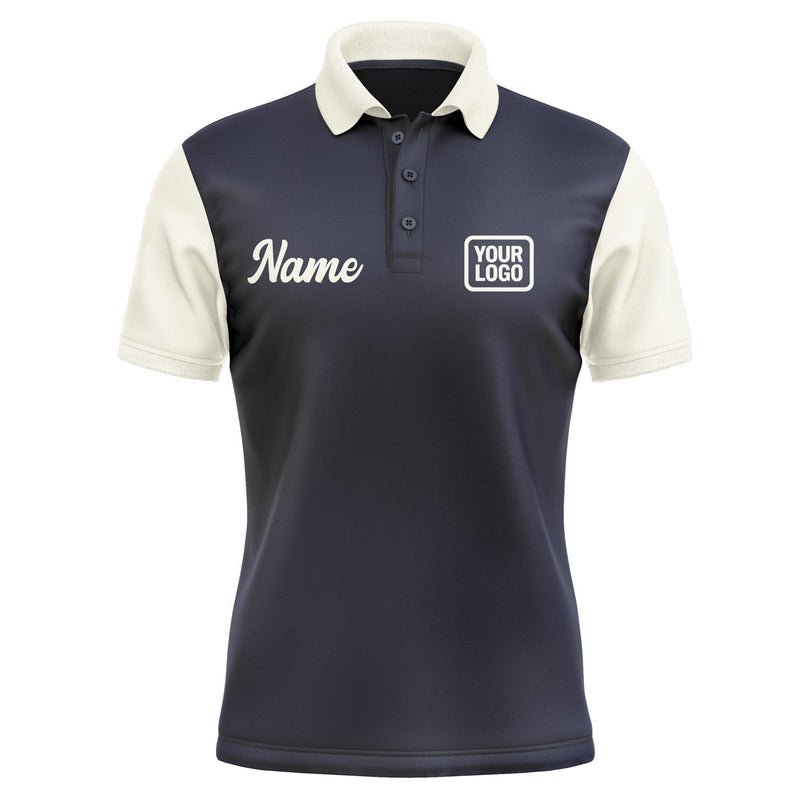 Custom Navy Cream Short-Sleeve Polo Shirt PO110303B103