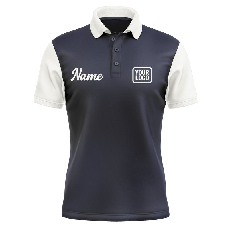 Custom Navy White Short-Sleeve Polo Shirt PO111818B118