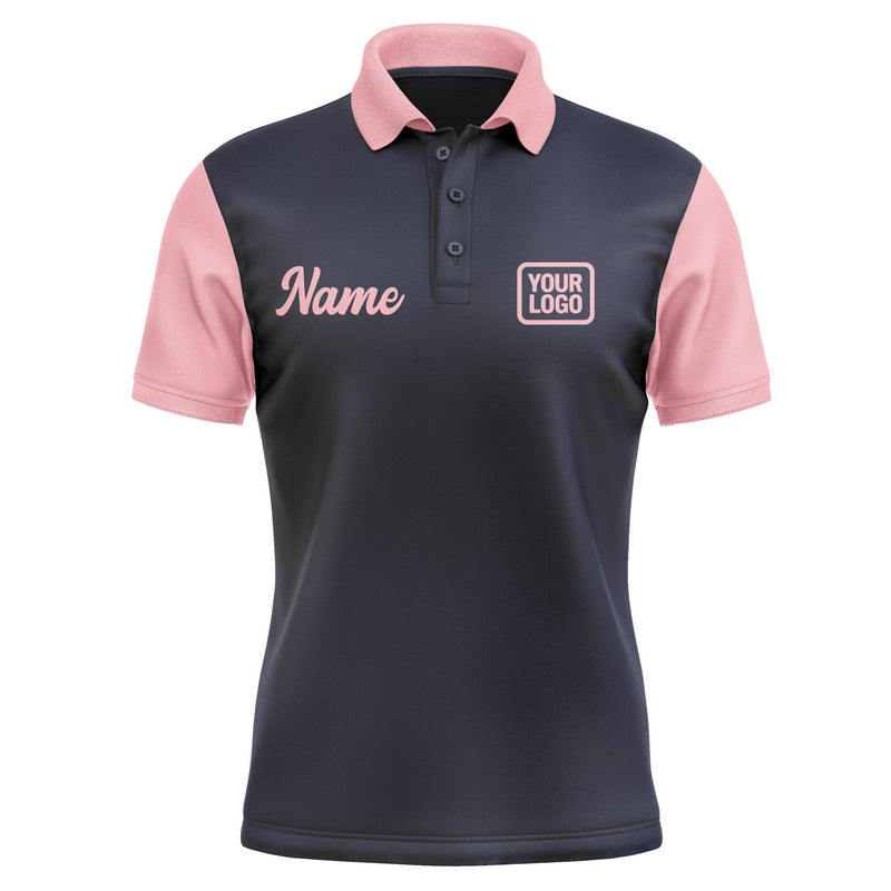 Custom Navy Light Pink Short-Sleeve Polo Shirt PO112121B121