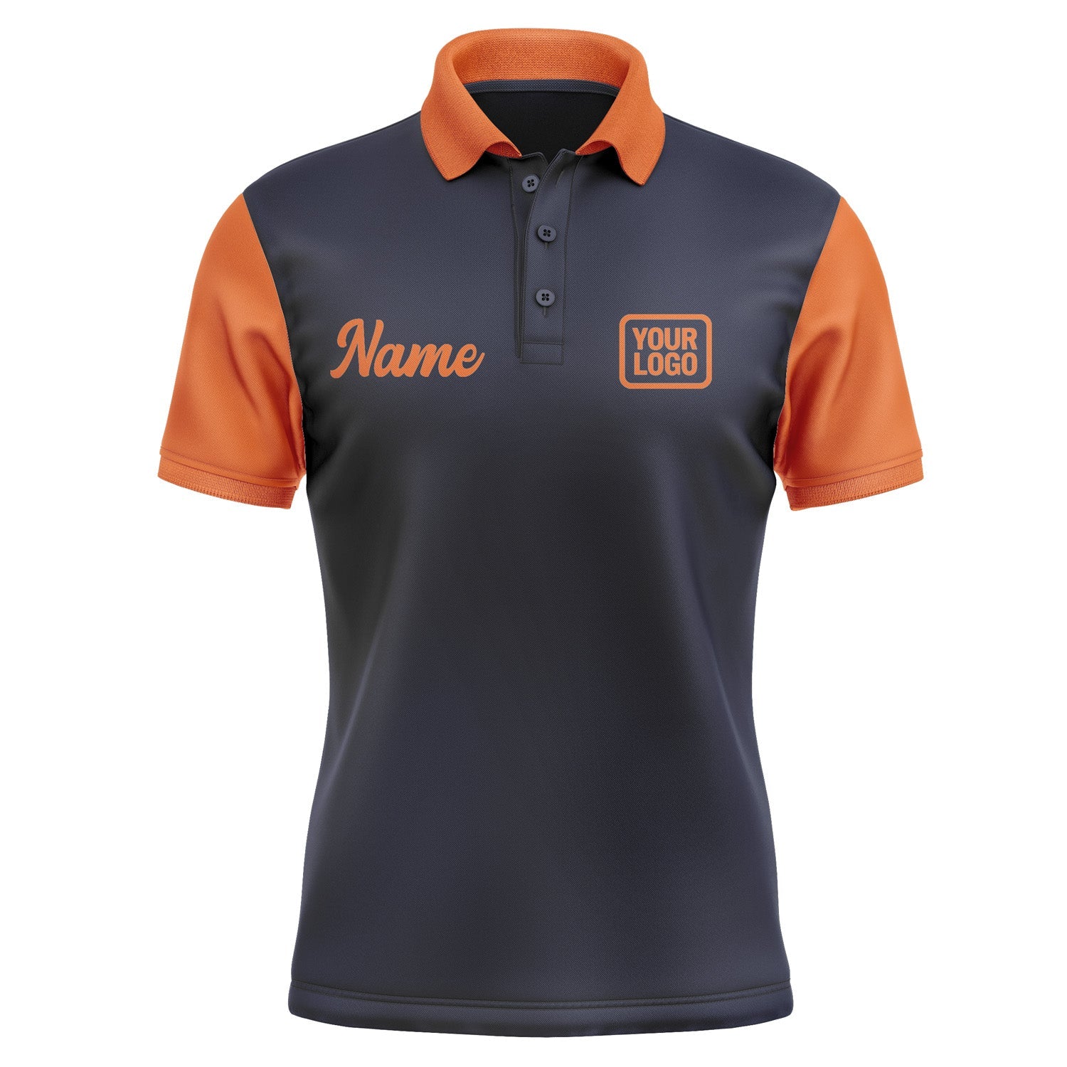 Custom Navy Orange Short-Sleeve Polo Shirt PO112828B128