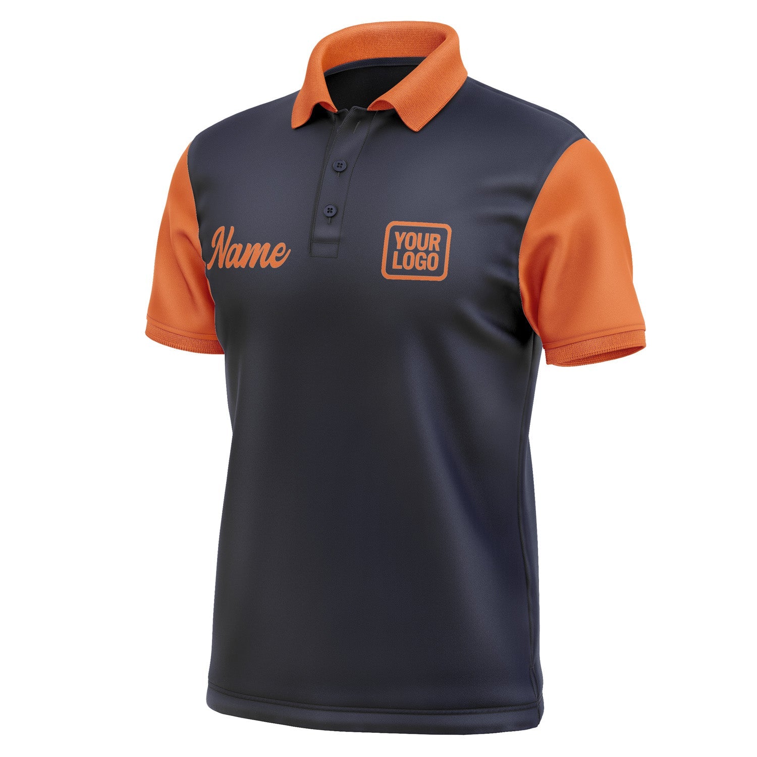 Custom Navy Orange Short-Sleeve Polo Shirt PO112828B128