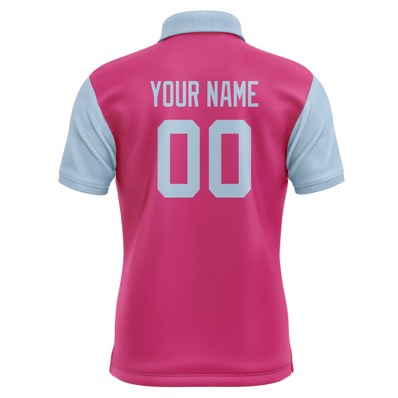 Custom Pink Light Blue Short-Sleeve Polo Shirt PO130808B108