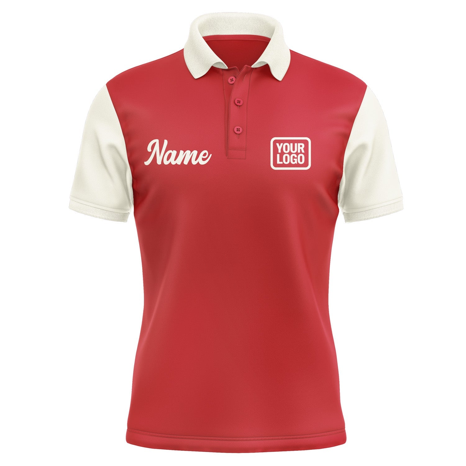 Custom Red Cream Short-Sleeve Polo Shirt PO140303B103