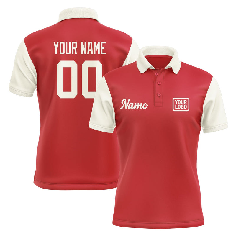 Custom Red Cream Short-Sleeve Polo Shirt PO140303B103
