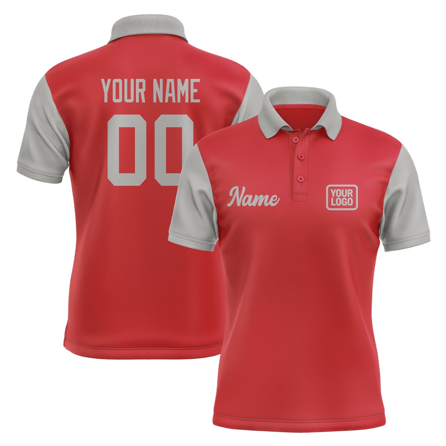 Custom Red Gray Short-Sleeve Polo Shirt PO140404B104