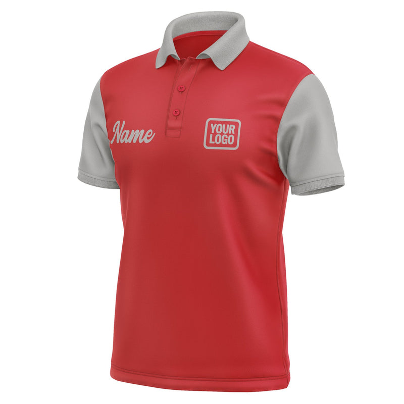 Custom Red Gray Short-Sleeve Polo Shirt PO140404B104