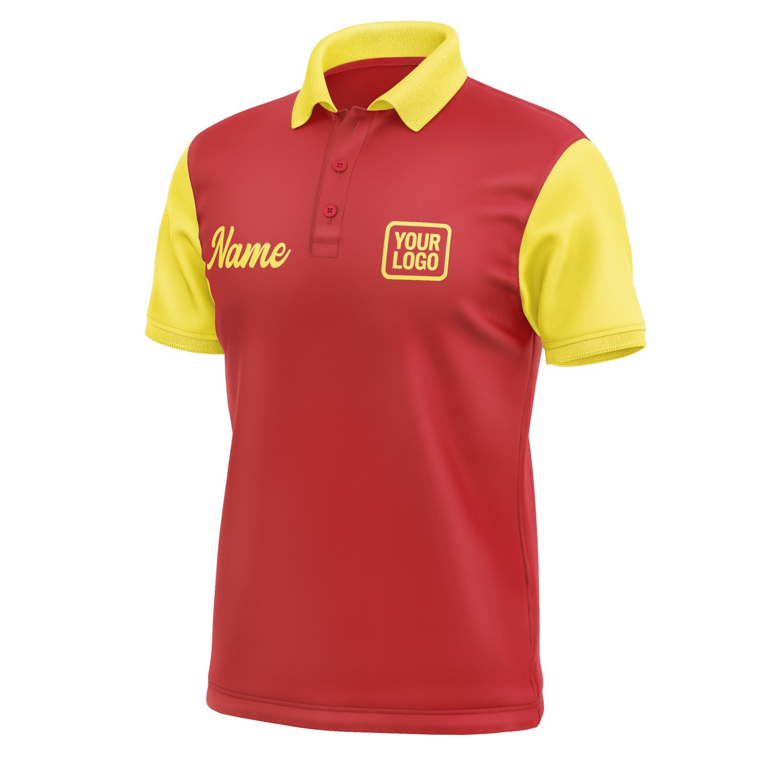 Custom Red Light Yellow Short-Sleeve Polo Shirt PO142626B126