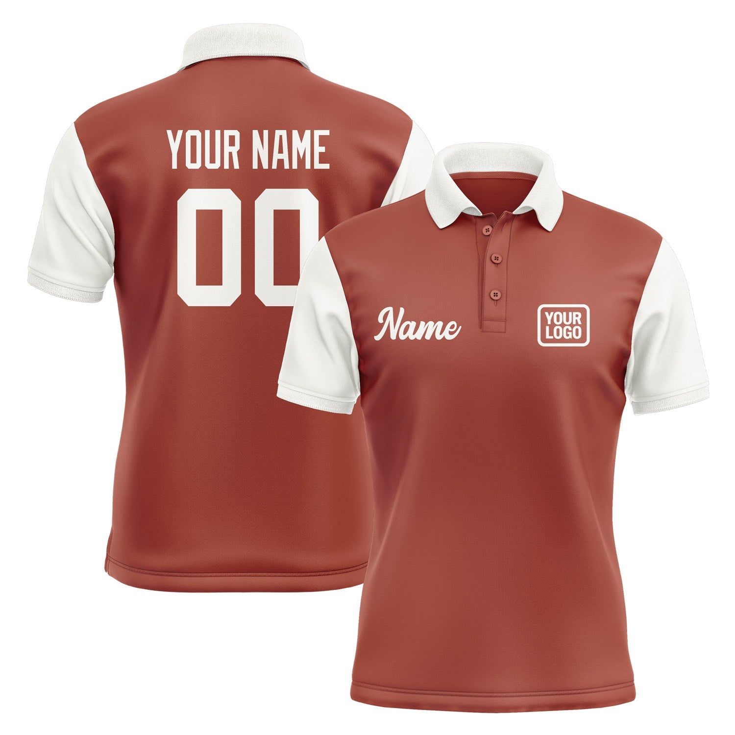 Custom Coral Red White Short-Sleeve Polo Shirt PO161818B118