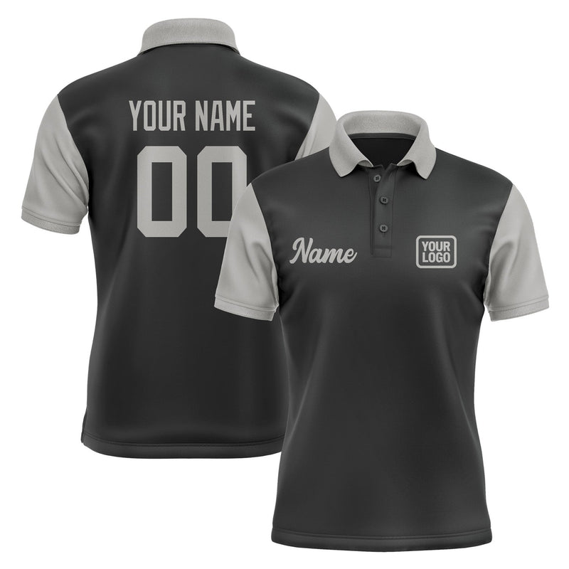 Custom Black Gray Short-Sleeve Polo Shirt PO170404B104