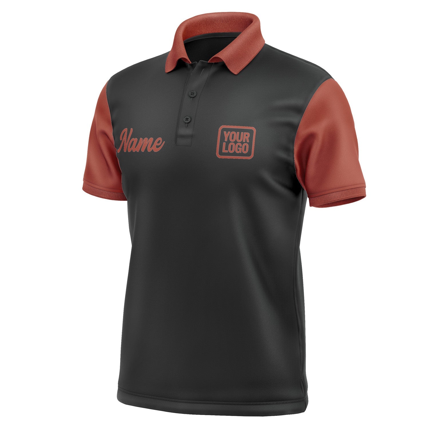 Custom Black Coral Red Short-Sleeve Polo Shirt PO171616B116