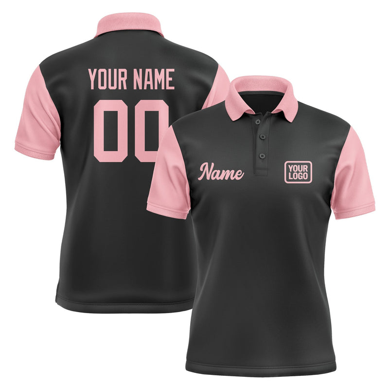 Custom Black Light Pink Short-Sleeve Polo Shirt PO172121B121