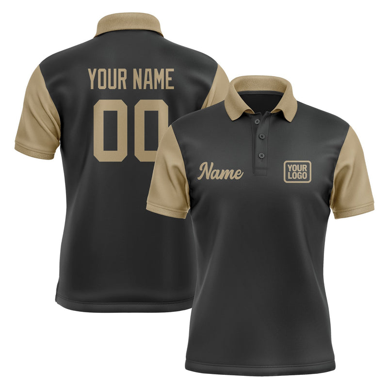 Custom Black Light Khaki Short-Sleeve Polo Shirt PO172525B125