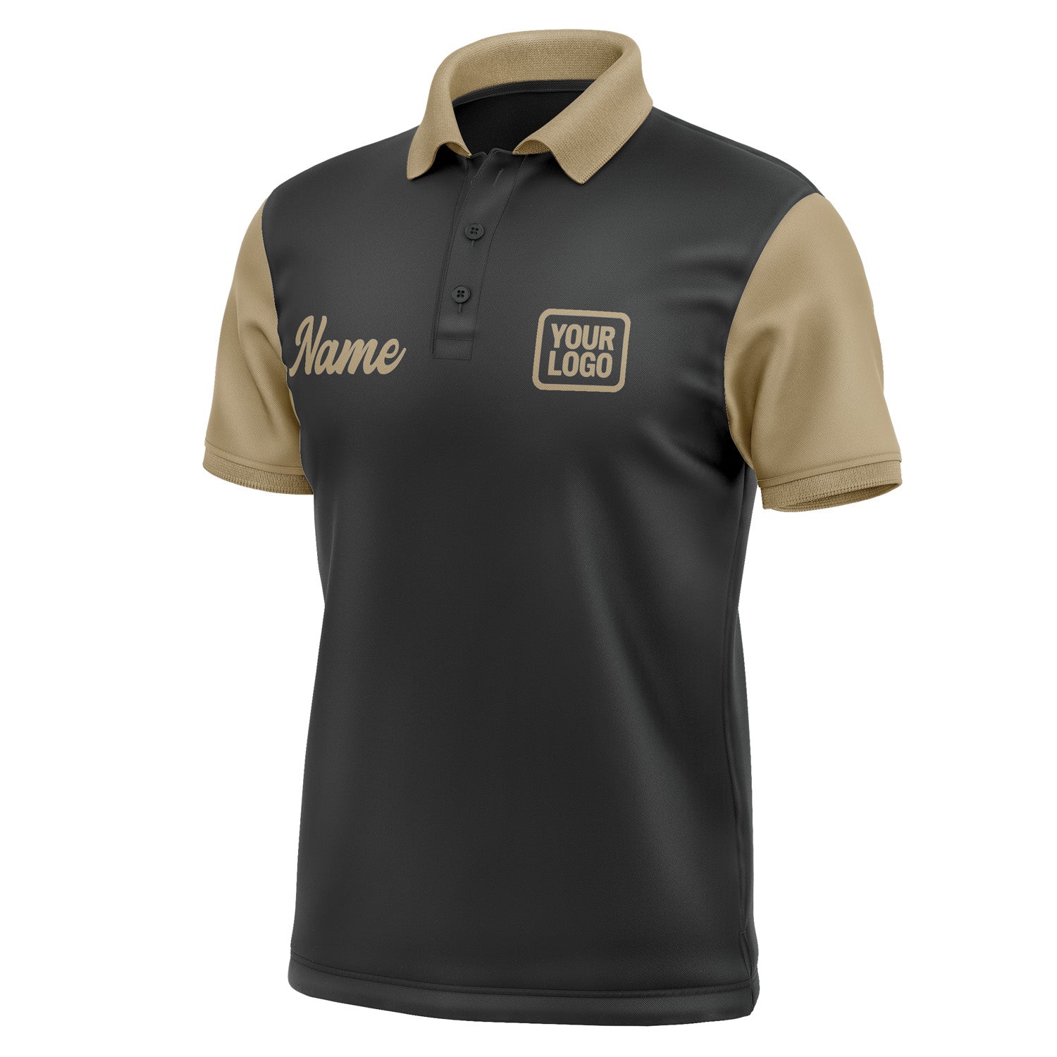 Custom Black Light Khaki Short-Sleeve Polo Shirt PO172525B125