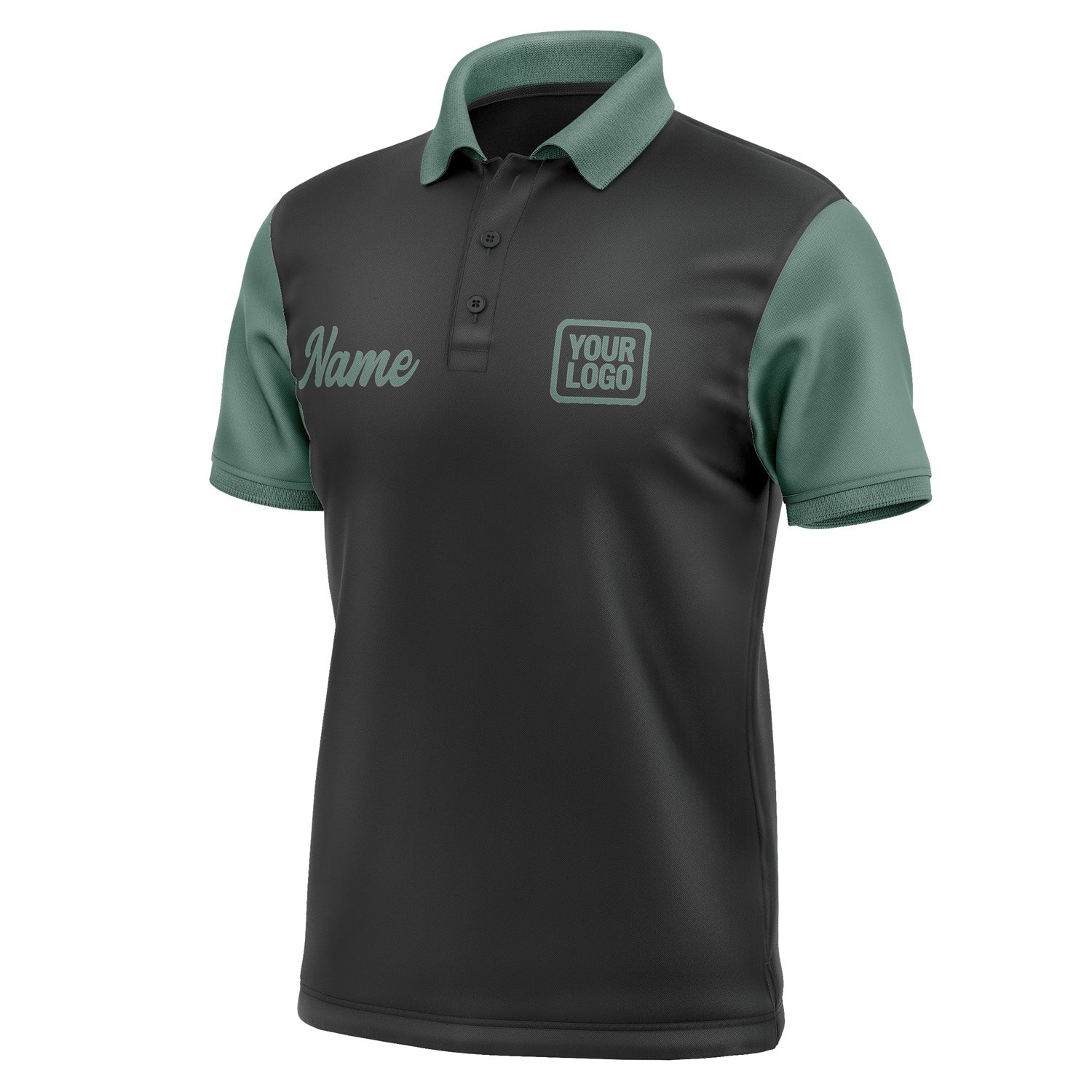 Custom Black Blue Green Short-Sleeve Polo Shirt PO172727B127