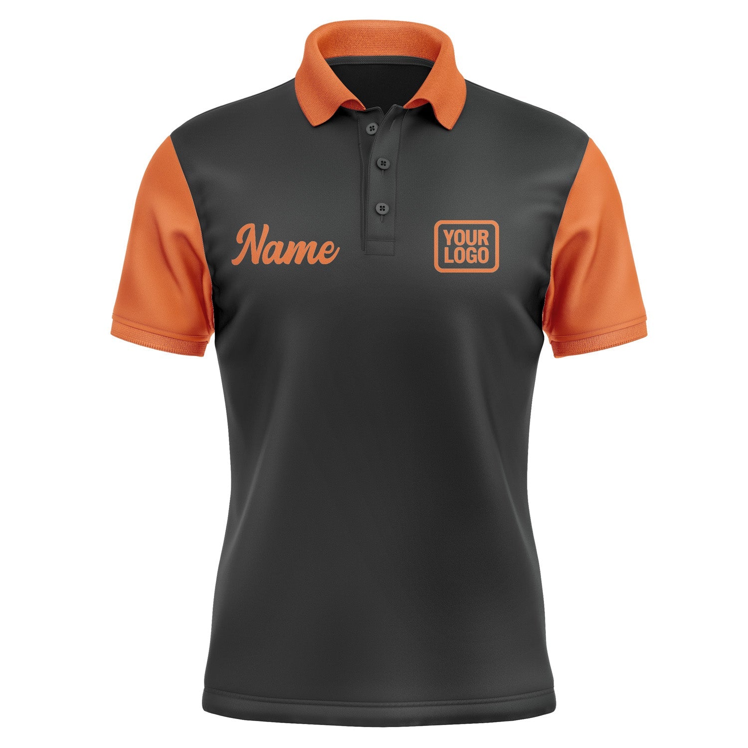 Custom Black Orange Short-Sleeve Polo Shirt PO172828B128